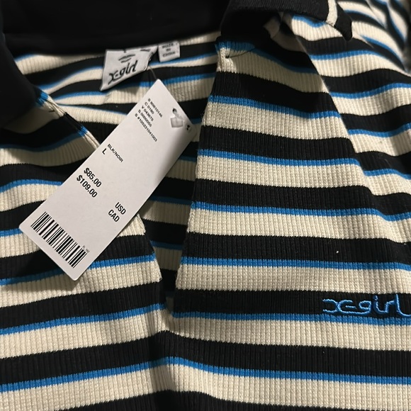 NWT! Urban Outfitters X-girl Stripe Long Sleeve Mini Dress Large Black White - Picture 8 of 9